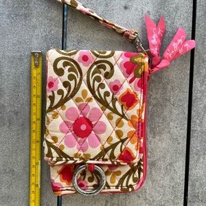 Vera Bradley Floral Quilted Wristlet Wallet Purple Green Paisley